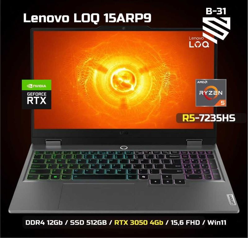Lenovo LOQ R5-7235HS / D4 12Gb / SSD 512GB / RTX 3050 4Gb / 15,6 FHD