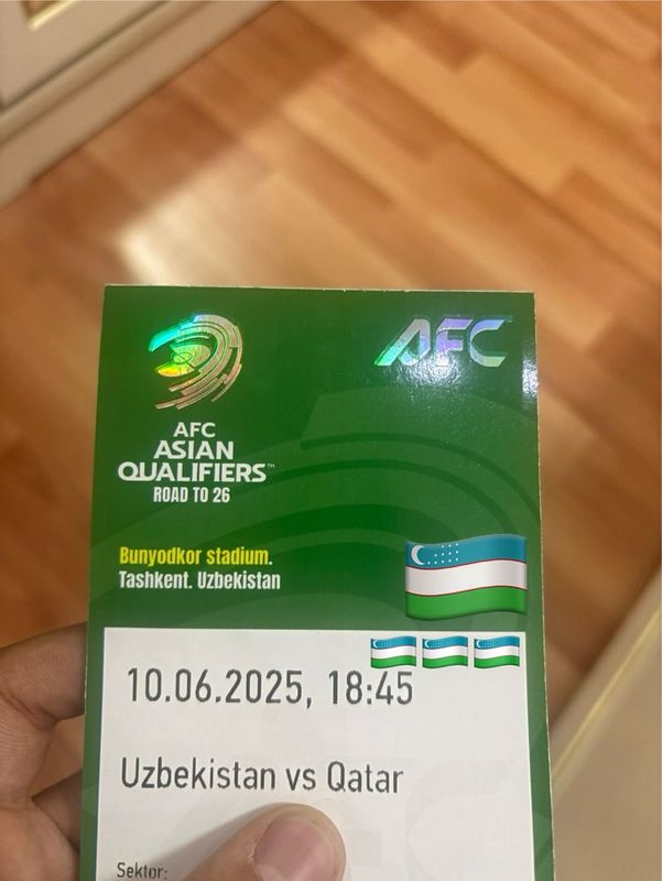 bilet Ozbekiston Qatar oldi qator ikkinchi etaj 7F
