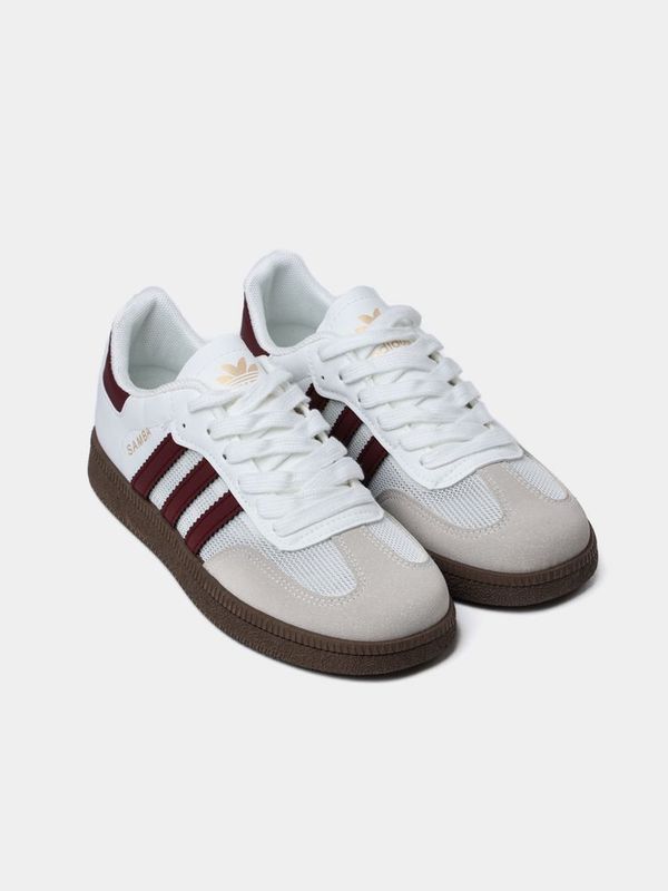 Женские кроссовки adidas samba бордового и черного цветв