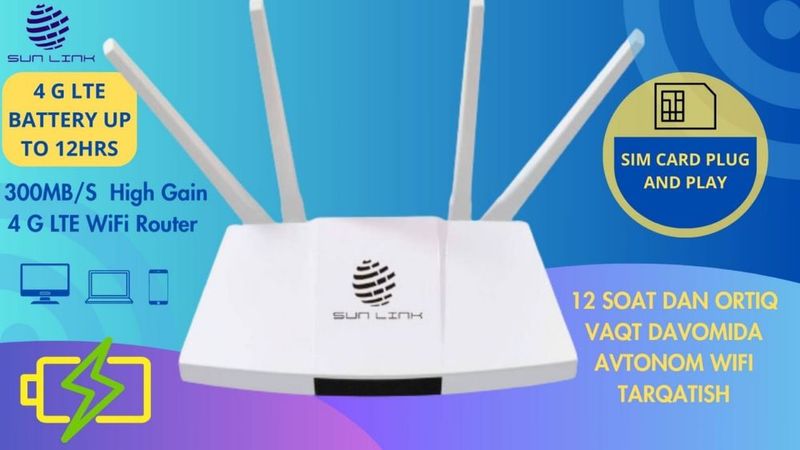 Lte 4g sim Wifi router batarekali 12 soat avtonom Lte 4g sim Wifi router batarekali 12 soat avtonom