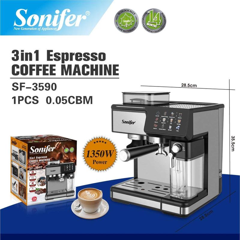 Рожковая автоматическая кофемашинка Sonifer 3590 c кофемолкой! Рожковая автоматическая кофемашинка Sonifer 3590 c кофемолкой!