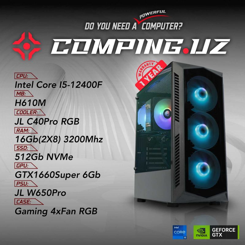 (NEW) 12400F/H610m/16Gb/512Gb/GTX1660Super (NEW) 12400F/H610m/16Gb/512Gb/GTX1660Super
