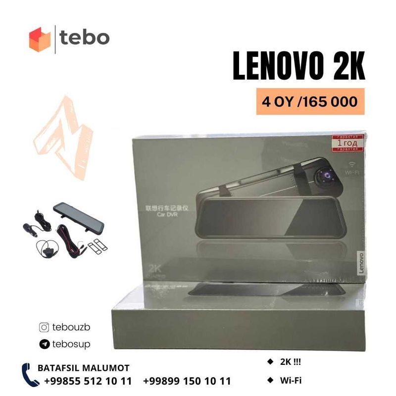 Lenovo 2K Wi-Fi video registratorlari Muddatli to'lovga