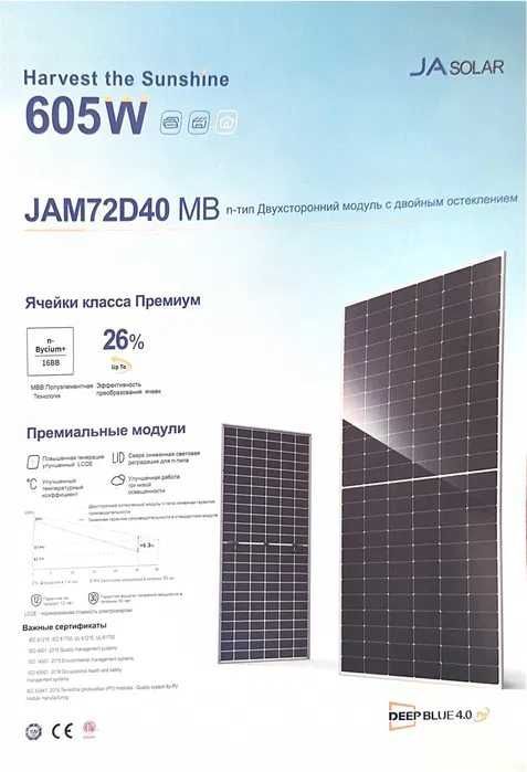 Солнечная панель JA Solar 605 Вт Солнечная панель JA Solar 605 Вт
