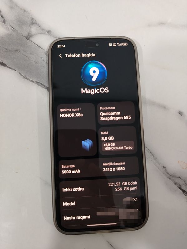 honor x8c 8/256