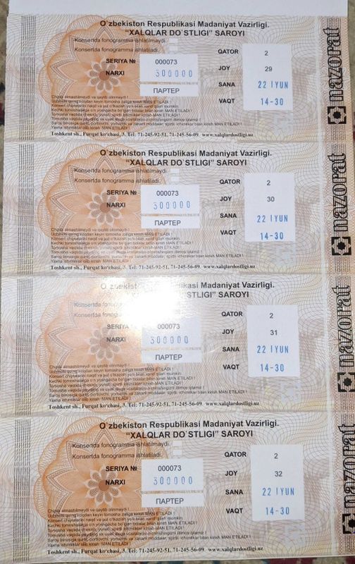 Bilet sotiladi GALA KONSERT 22-iyun kuniga Bilet sotiladi GALA KONSERT 22-iyun kuniga