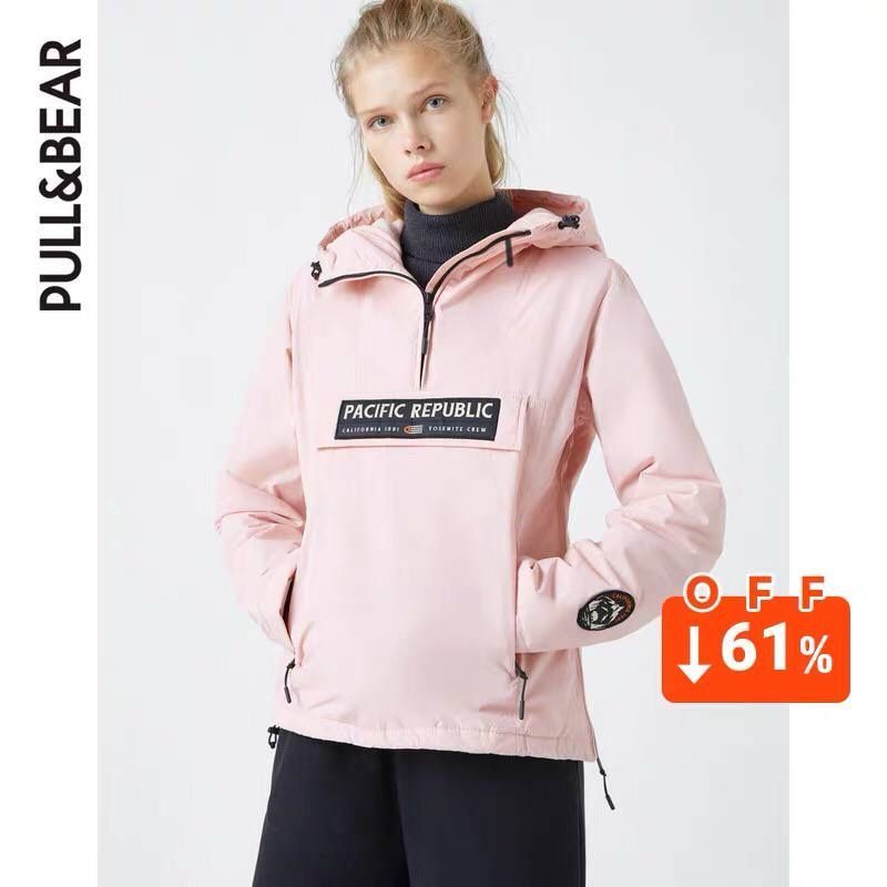 PULL&BEAR Толстовка Женская с капюшоном New PacificRepublic, розовая