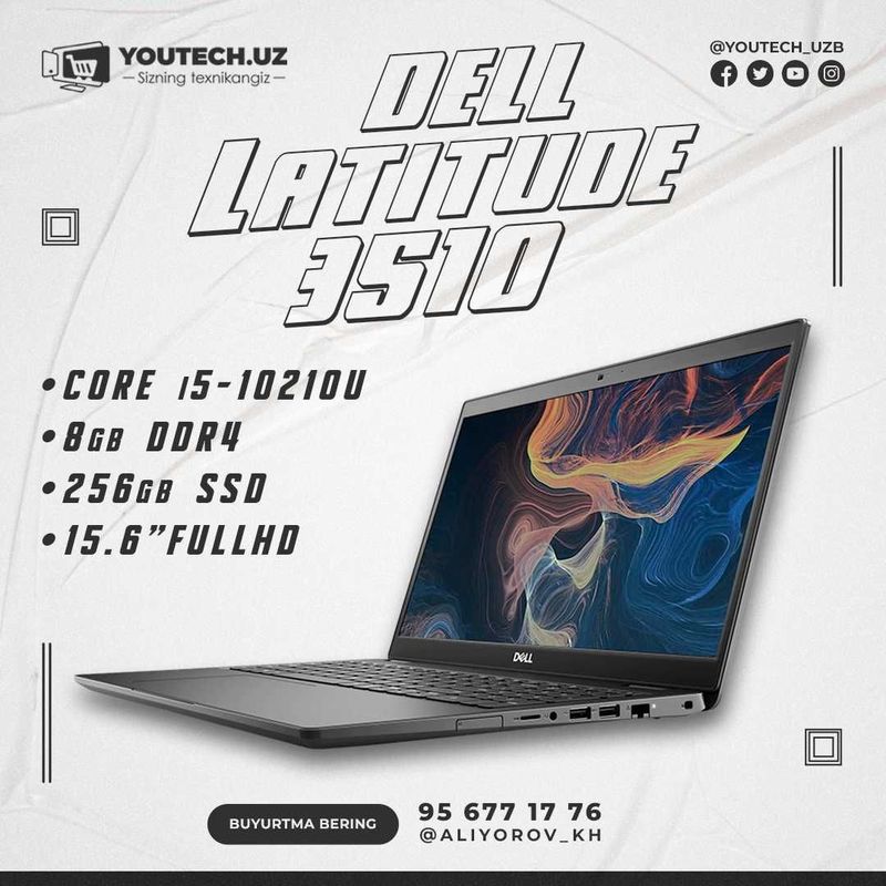 DELL Latitude 3510/Intel Core i5-10210U! Nasiya savdoga, Rassrochka.