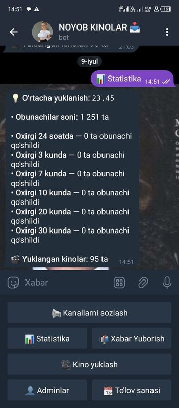 Telegramda biznes uchun kino bot Telegramda biznes uchun kino bot