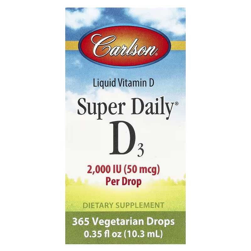 Carlson, D3, Super Daily D3, 50 мкг (2000 МЕ), 10,3 мл