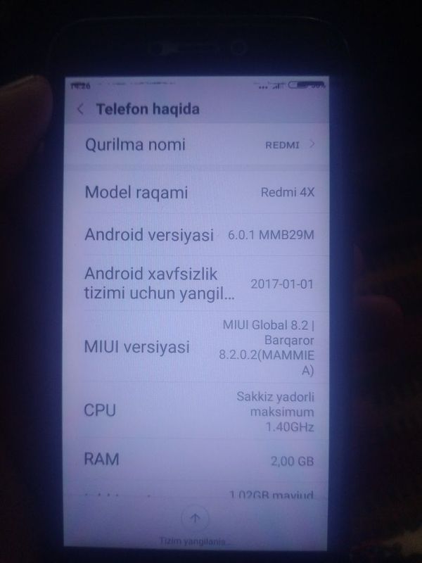 Redmi 4x kofolat bo