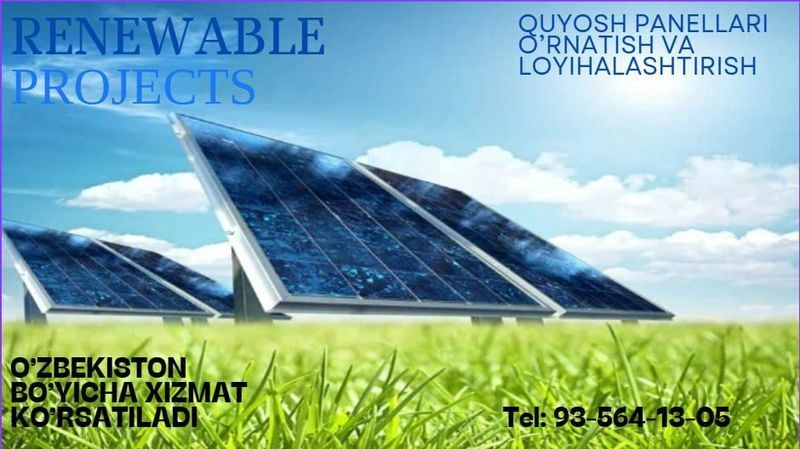 Quyosh panellari ornatish loyihalash hizmati Quyosh panellari ornatish loyihalash hizmati