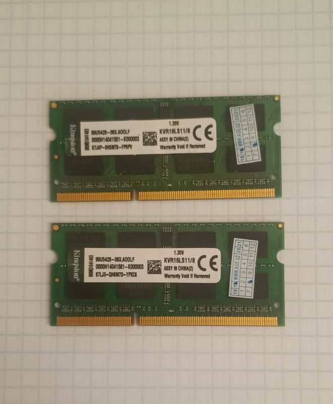 Память DDR3L 8GB 1600Mhz для ноутбука (2 планки) Kingston