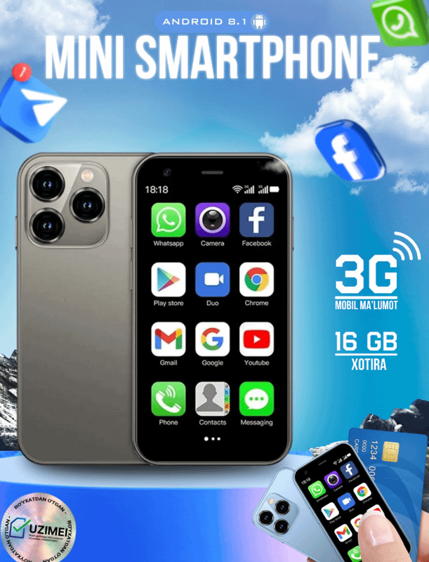 BOLANGIZ UCHUN! MINI IPhone 15 pro max ANDROID