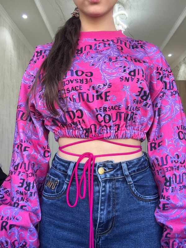Брендовый лонгслив от Versace. Кофта весенняя розовая. Топ женский Брендовый лонгслив от Versace. Кофта весенняя розовая. Топ женский
