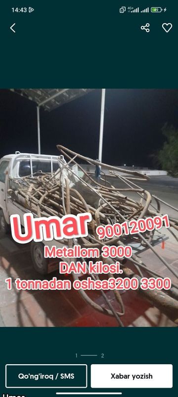 Metallom 3000 DAN kilosi.Yuklab olib letamiz