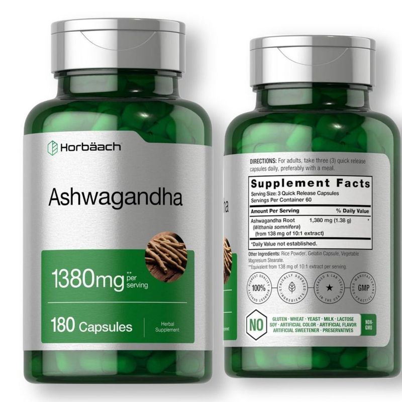 Капсулы Ашваганды 180 капсул Ashwagandha Horbaach из Америки Капсулы Ашваганды 180 капсул Ashwagandha Horbaach из Америки