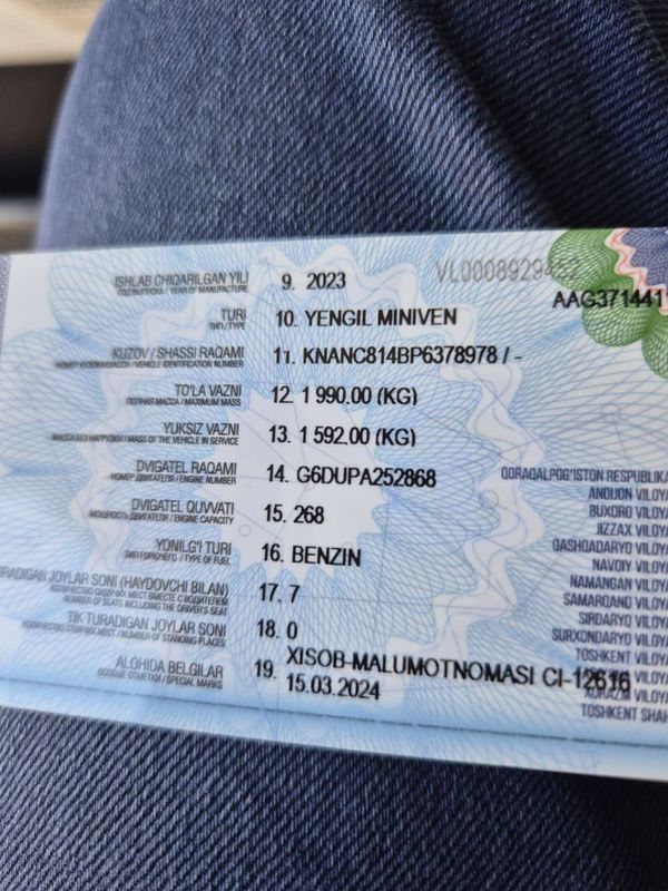 kia karnival oq 44 min yurgan