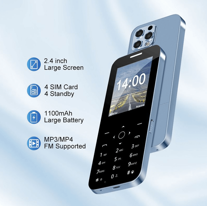 KNOPKALI 14PRO MAX TELEFONI 4 SIMKARTALI