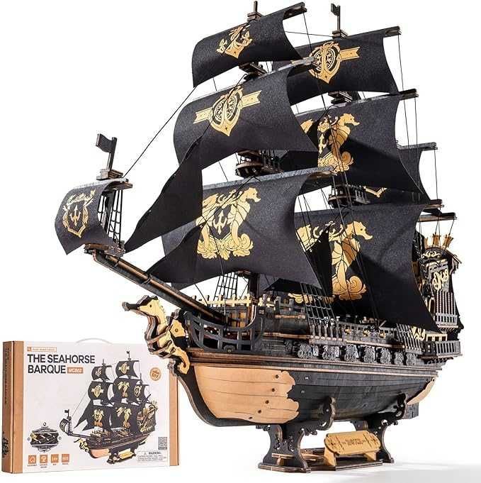 ROKR Seahorse Barque — 3D yog‘och konstruktor puzzle ROKR Seahorse Barque — 3D yog‘och konstruktor puzzle