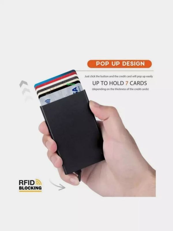 Metalli quti-carholder, RFID va NFC himoyasi bilan Metalli quti-carholder, RFID va NFC himoyasi bilan