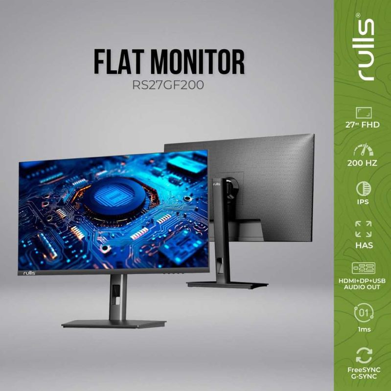 [НОВЫЙ] Монитор Rulls RS27GF200 / 27" FHD IPS FLAT 200Hz HAS Black