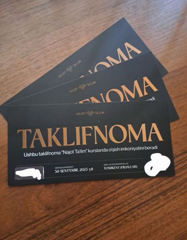 Najot ta'limda o'qish uchun taklifnoma