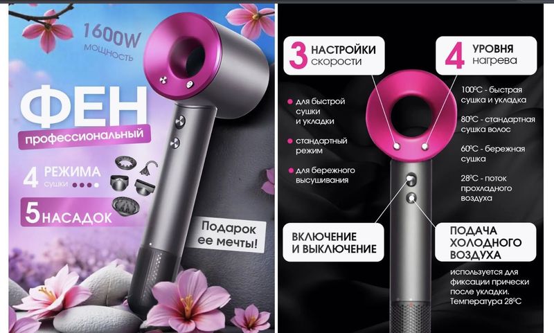 Профессиональный фен Dyson Super Hair Dryer (точная копия) Профессиональный фен Dyson Super Hair Dryer (точная копия)