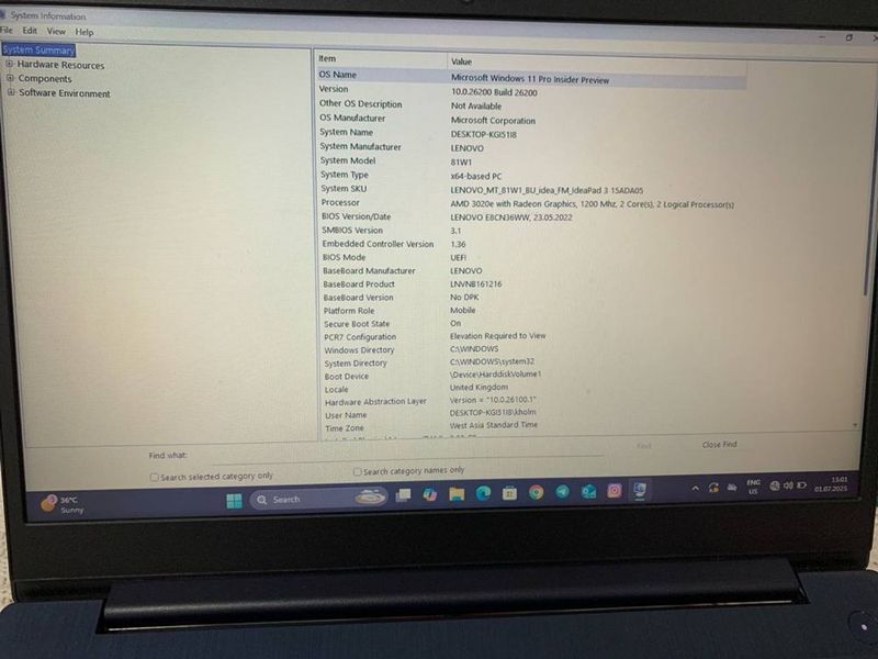 Noutbuk ideapad 3 HDD 1tb SSD 125