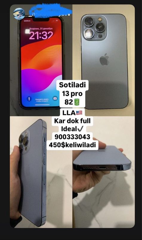 Iphone 13pro келишилади