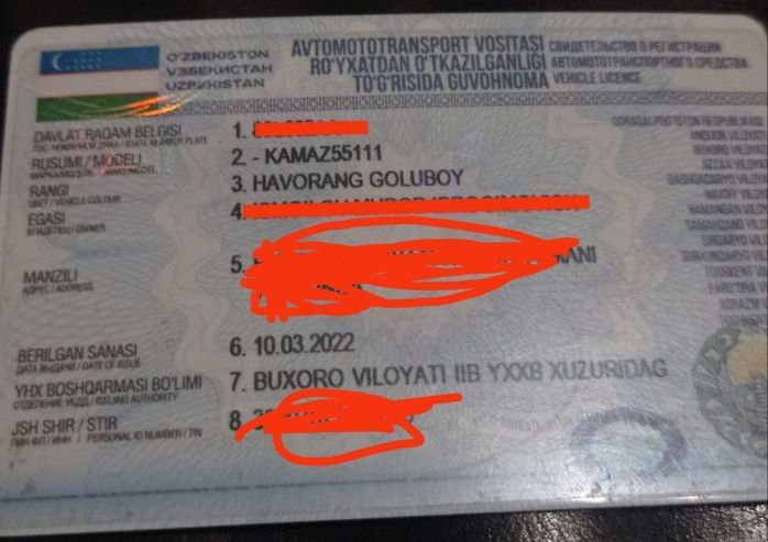 Kamaz Texpasport toza samasval