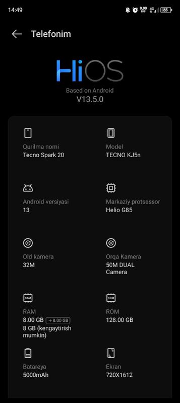 Tecno spark 20 8+8ram 128GB Tecno spark 20 8+8ram 128GB
