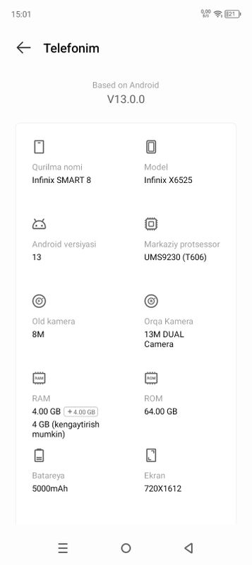 Infinikx telefoni sotiladi idial xolatda Infinikx telefoni sotiladi idial xolatda