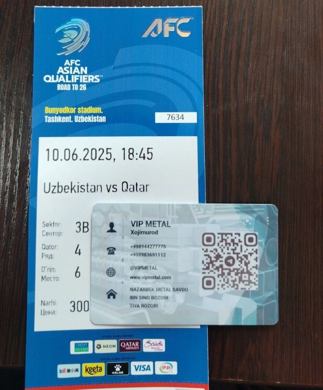 Bilet Uzbekistan vs Qatar o'yini uchun Bilet Uzbekistan vs Qatar o'yini uchun