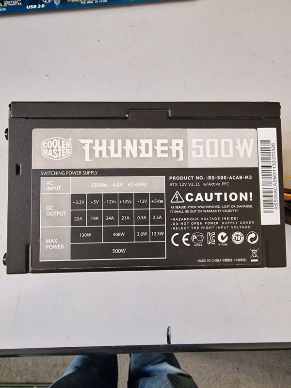 Блок питания Cooler master THUNDER 500W Блок питания Cooler master THUNDER 500W