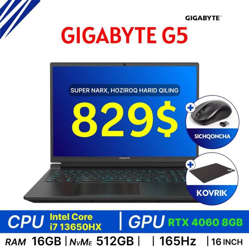 Gigabyte G5 i7-13650HX 4060 8 gb 829$