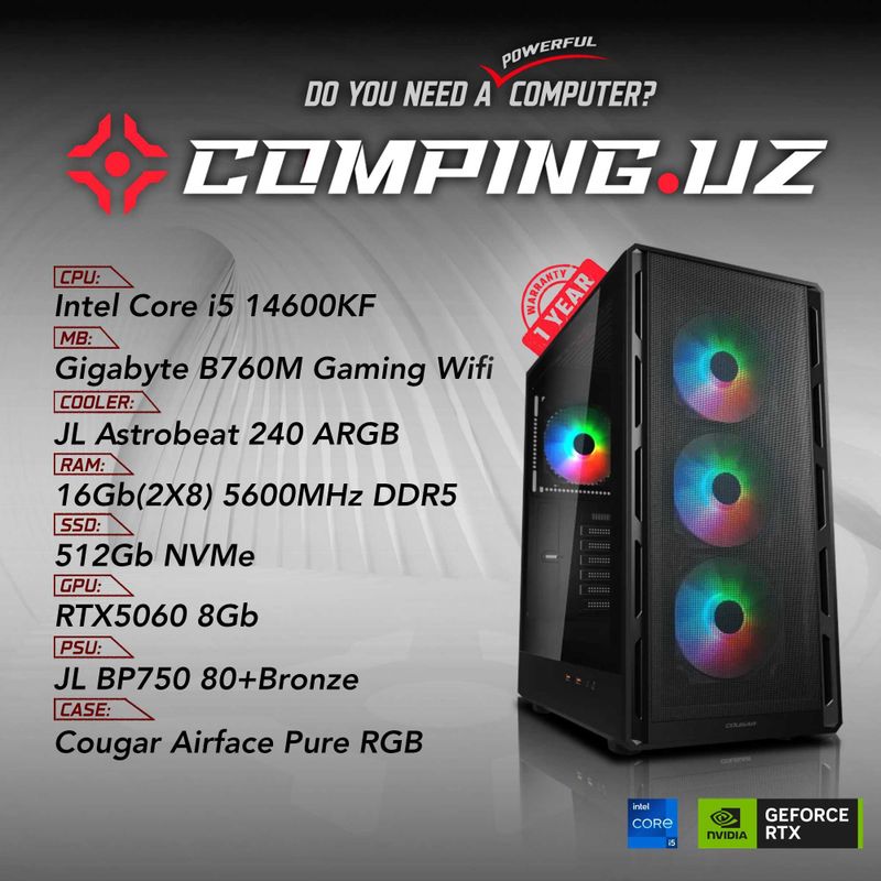 (NEW) 14600KF/B760M/16Gb/512Gb/RTX5060 (NEW) 14600KF/B760M/16Gb/512Gb/RTX5060