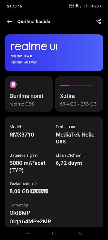 Realmi c55 surushni