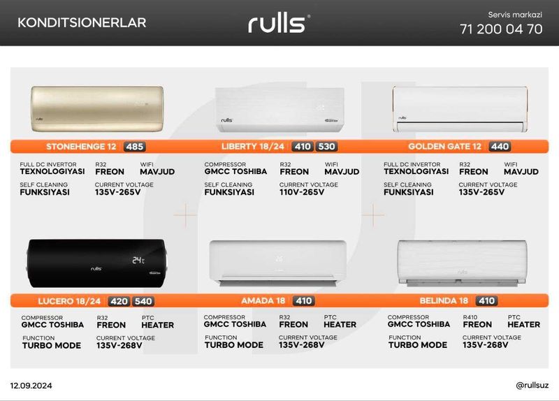 Konditsionerlar rulls 12/18/24 tashkent