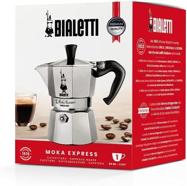 Гейзерная кофеварка Bialetti moka 1 чашка/60 ml/Made in Italy