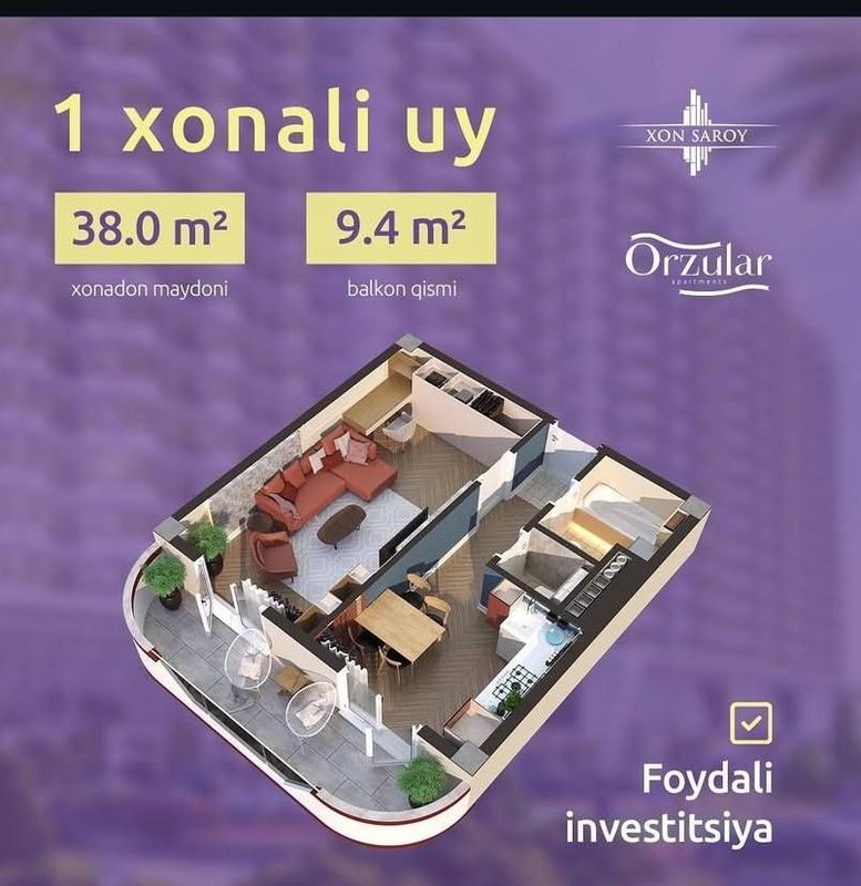 Xonsaroy Orzular 1 xona Xonsaroy Orzular 1 xona