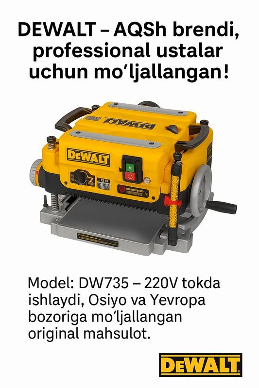 Sotiladi: Dewalt DW735 yoğoch tekislagich(planer) yangi. Sotiladi: Dewalt DW735 yoğoch tekislagich(planer) yangi.