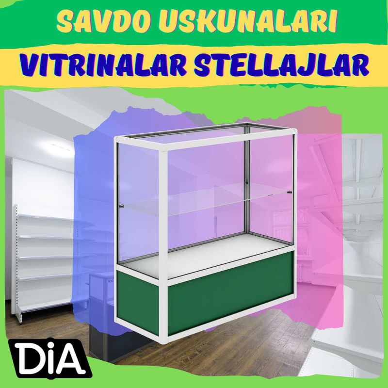 Oynaly prilavkalar, Акция, savdo uskunalari vitrinalar stellajlar