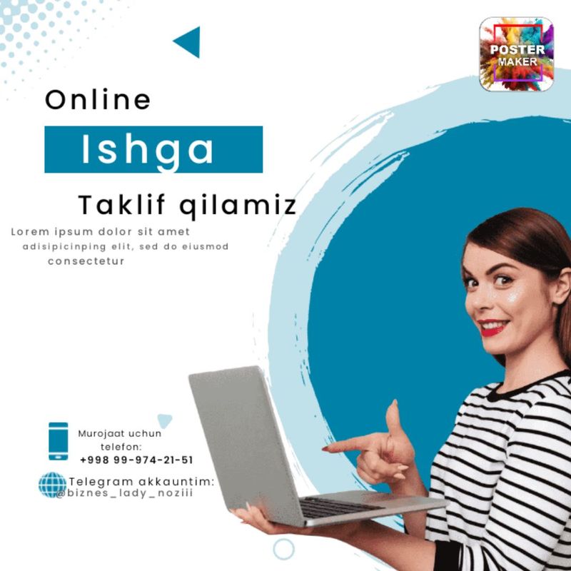 Online ishga taklif qilamiz.