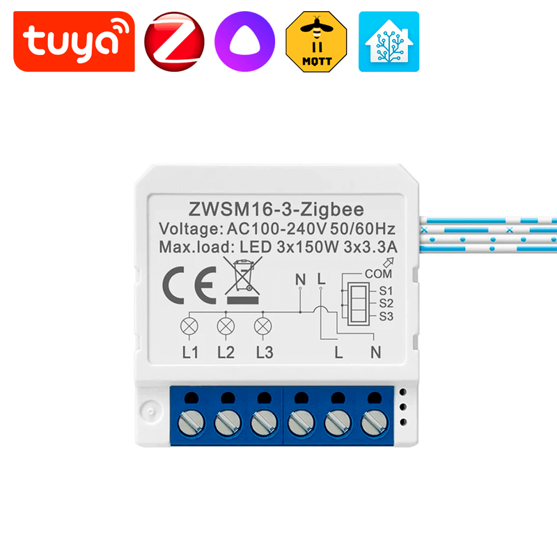 Умный Реле - Tuya ZigBee - 3 канальное Умный Реле - Tuya ZigBee - 3 канальное