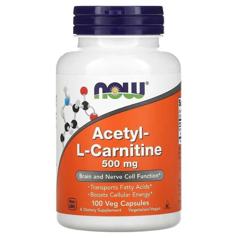 NOW Foods, Acetyl-L-Carnitine, Ацетил-L-карнитин, 500 мг, 100 капсул