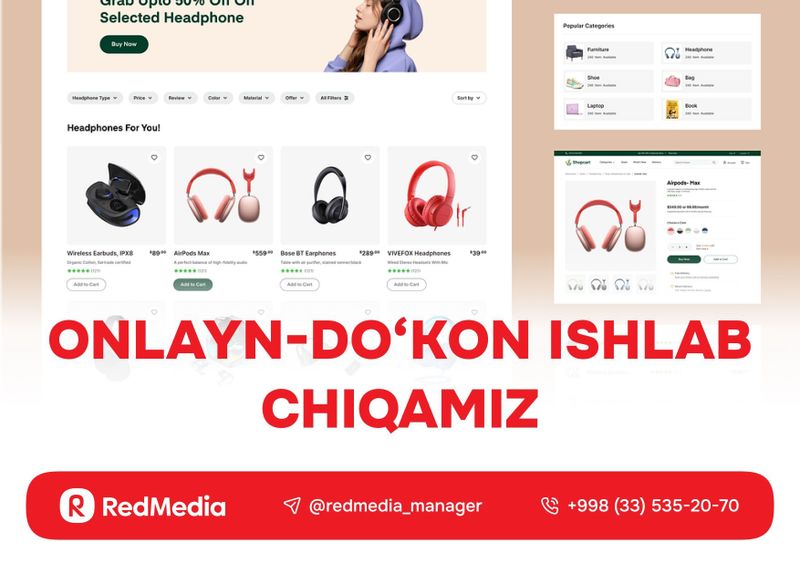 Onlayn do'kon, korporativ veb-saytlar va CRM tizimlarini ishlab chiqis