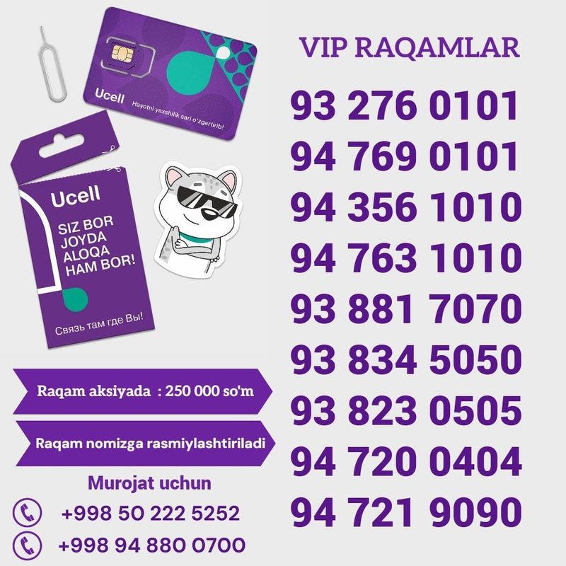 Chiroyli raqamingiz - Vip raqamlarda !