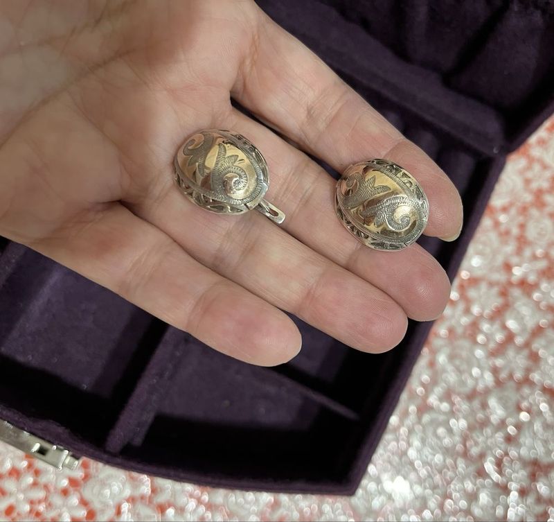 Эффектные серьги из цветного серебра 925 проба