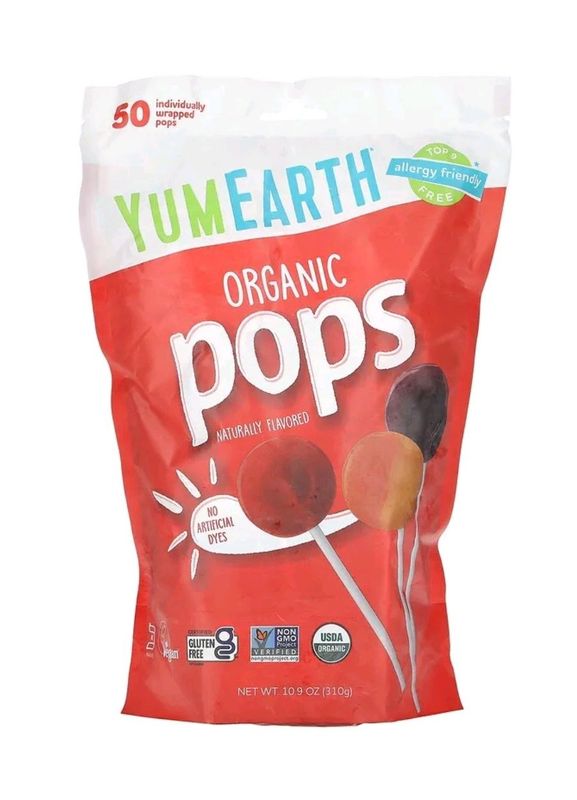Organic pops органические леденцы, ассорти вкусов, 50 леденцов, 310 г Organic pops органические леденцы, ассорти вкусов, 50 леденцов, 310 г